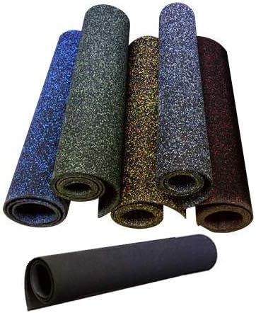 American Floor Mats 1/4in (7mm) Thick 10% Blue/Grey 4' x 17' Heavy Duty Rubber Rolls, Protective Exercise Mats, Home Gym Rubber Flooring